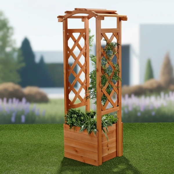 Rankhilfe Pflanzkasten Rosenbogen Pergola Spalier Garten Holz Rankgitter Bogen