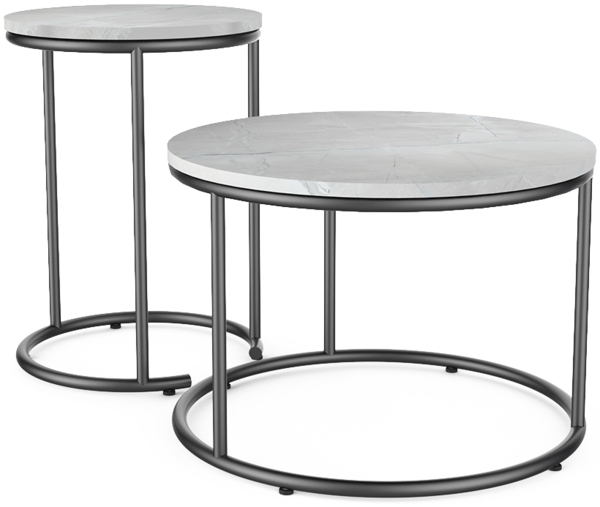 Couchtisch-Set Ottawa Marmor Weiß 55 x 55 cm 2 Teile Vicco