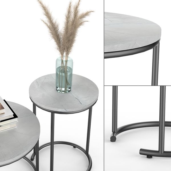 Couchtisch-Set Ottawa Marmor Weiß 55 x 55 cm 2 Teile Vicco Bild 6