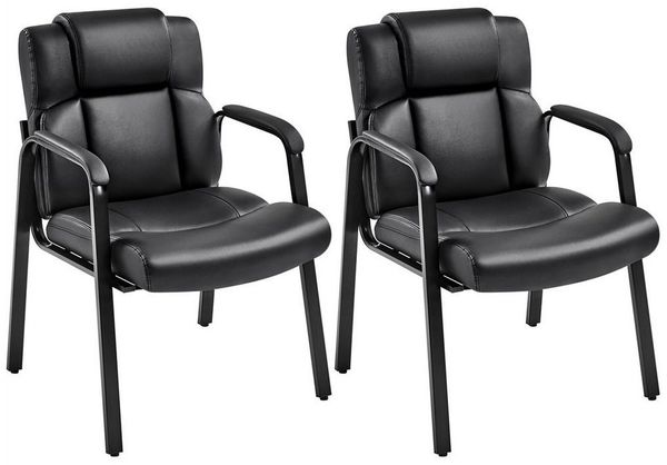 Yaheetech 2er Set Bürostühle, Kunstleder & Metallgestell, 64 x 68,5 x 91,5 cm, Schwarz