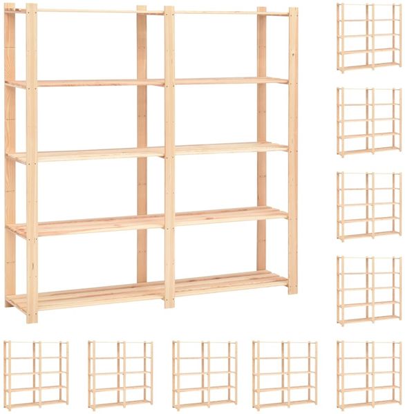 vidaXL Lagerregale 5 Böden 10 Stk 170x38x170cm Massivholz Kiefer 500kg 3051112