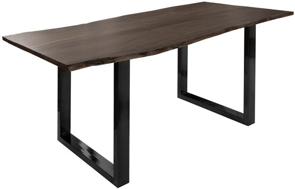 Baumtisch Akazie 140x90x76 grau Beine anthrazit glänzend FREEFORM 3