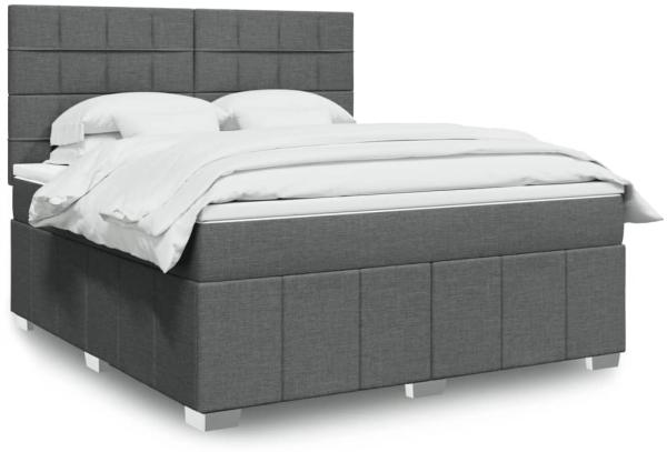 vidaXL Boxspringbett mit Matratze Dunkelgrau 180x200 cm Stoff 3291748