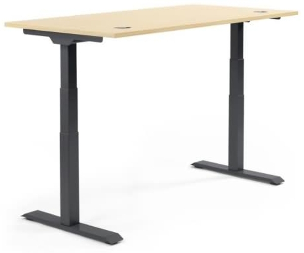 Soennecken Schreibtisch 1600x605-1255x800mm Platte Ahorn Gestell schwa