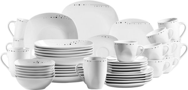 Mäser 929800 Kombiservice Fadilla für 6 Personen, Porzellan, weiß (1 Set, 42-teilig)