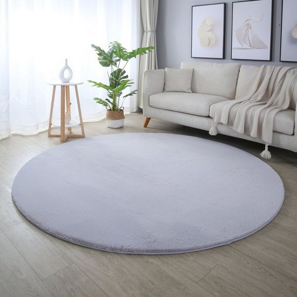 SIMPEX24 Teppich Unicolor - Einfarbig, Rund, Höhe: 20 mm, Runder Teppich Wohnzimmer Einfarbig Shaggy Flauschiger Felloptik