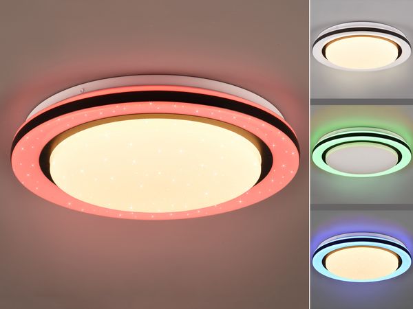 LED Deckenleuchte CARTIDA Fernbedienung Sternenhimmel Farbwechsel, Ø 38cm