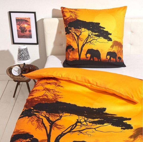 TRAUMSCHLAF Bettwäsche Afrika, Mako Satin, 2 teilig, traumhaftes Design in einzigartiger Haptik