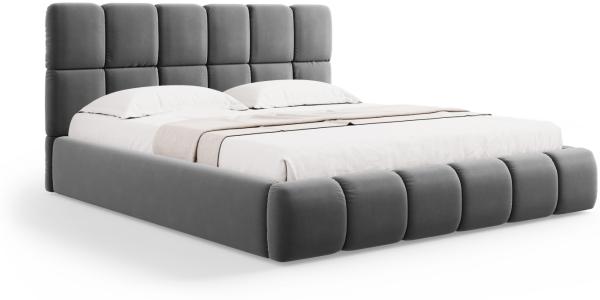 Micadoni Stauraumbett mit Kopfteil Bellis Samtstoff Bluvel Grau 140x200