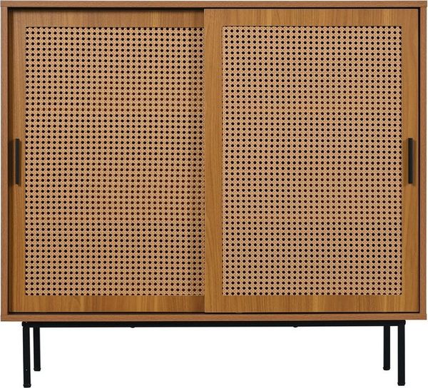 Sweiko Sideboard Küchenschrank, mit 2 Schiebetüren und Verstellbare Ablage, B100/H90/T37 cm