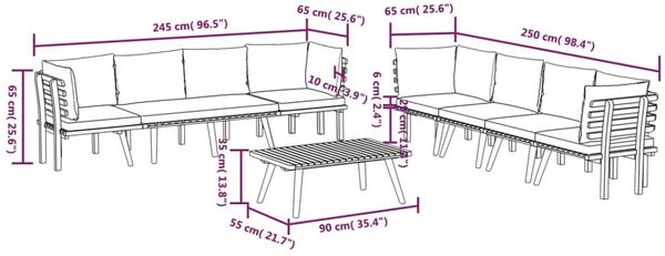 vidaXL 8-tlg. Garten-Lounge-Set mit Kissen Massivholz Akazie 3087013 Bild 12