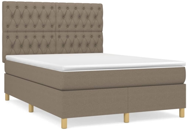 vidaXL Boxspringbett mit Matratze Taupe 140x190 cm Stoff 3142573