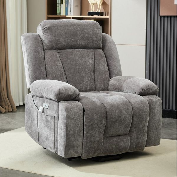 REDOM Relaxsessel 95x94x107 cm Funktionssessel für das Kinoerlebnis daheim (Set, 1-St, Mit Hebefunktion, Massage, USB, Getränkehaltern & praktischem Stauraum), Stoffbezug für langanhaltenden Komfort bei Serien oder Entspannung