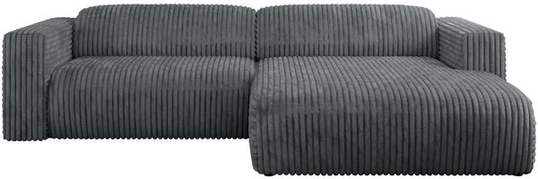 Ecksofa PASADENA, freistehendes Ecksofa, breite Armlehnen, Federsitz - rechts - Dunkelgrau Cord Bild 5