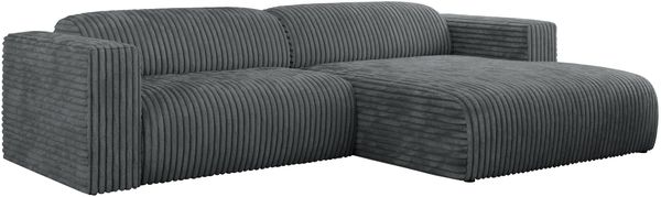 Ecksofa PASADENA, freistehendes Ecksofa, breite Armlehnen, Federsitz - rechts - Dunkelgrau Cord Bild 4
