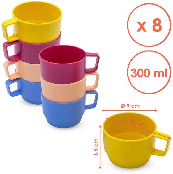 Spetebo Geschirr-Set aus Kunststoff bunt - wiederverwendbar (1-tlg), 8 Personen, Kunststoff, bruchsicher, Mikrowelle geeignet