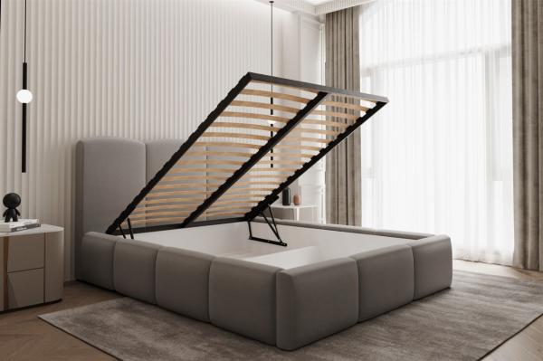 Polsterbett Doppelbett DUNIA Komplettset in Stoff Opera Velvet Steel 140x200cm Bild 4