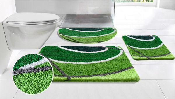OTTO home Badematte Juna mit Muster, Badvorleger, Badezimmer Teppich, Duschvorleger, Höhe 20 mm, rutschhemmend beschichtet, strapazierfähig, Polyester, rechteckig, besonders weich, Design, Badematten, Badteppich
