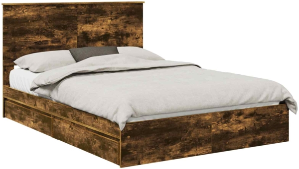 vidaXL Aufbewahrungsbett Geräucherte Eiche 160 x 200 cm Holzwerkstoff 3409535