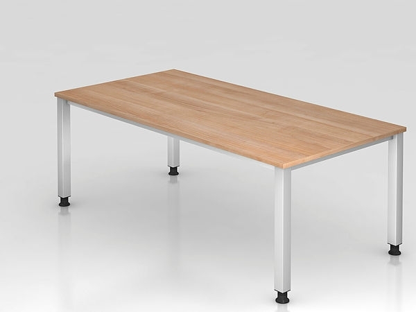 Schreibtisch QS2E 4-Fuß eckig 200x100cm Nussbaum Gestellfarbe: Silber