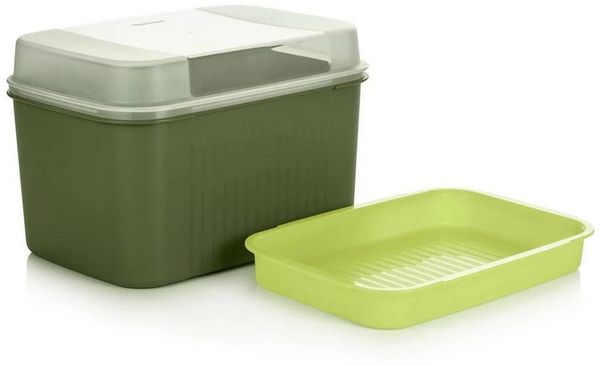 TUPPERWARE Lunchbox Tupperware Schatzkiste 7,3L olivegrün mit Einsatz