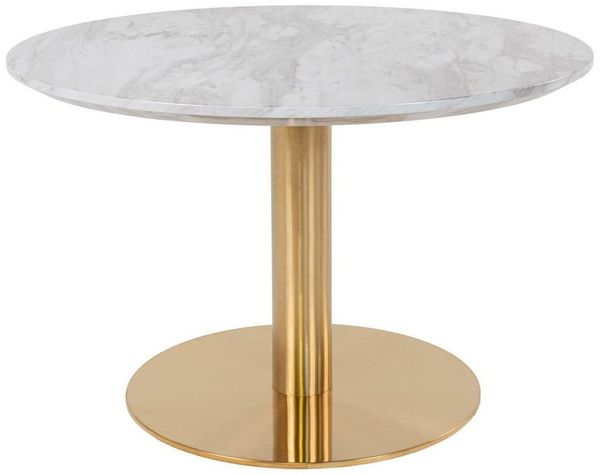ebuy24 Couchtisch Bologna Couchtisch Ø70 cm Marmoroptik, Messingbein