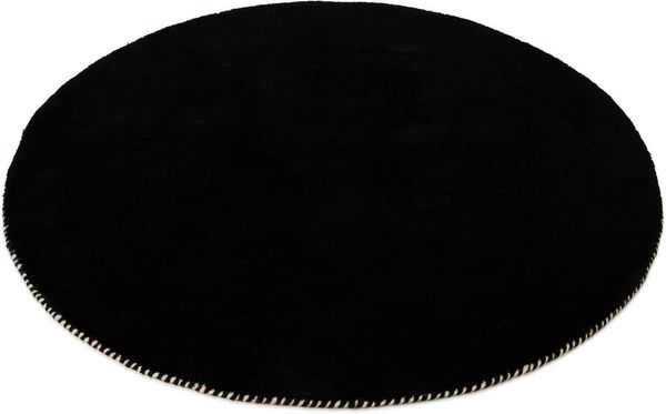 carpetfine Wollteppich Gabbeh Lola Uni, rund, Höhe: 14 mm, mit natürlichem Pflanzenmaterial von Hand gewebt, auch als Läufer
