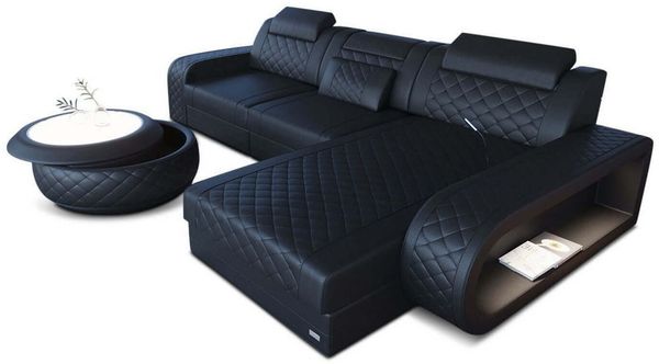 Mini Ecksofa Berlin L-Form Mini Ledersofa - Kunstleder - Schwarz - Rechts