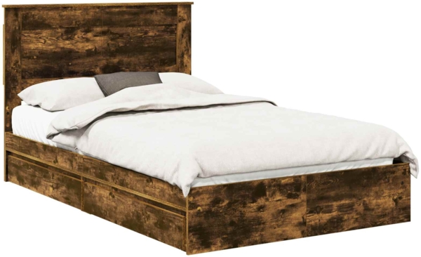 vidaXL Aufbewahrungsbett Geräucherte Eiche 135 x 190 cm Holzwerkstoff 3410252