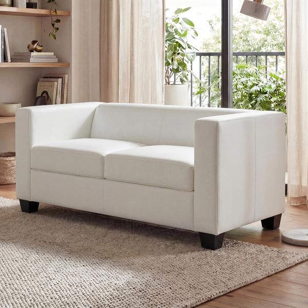 2er Sofa Couch Loungesofa Lille ~ Kunstleder, weiß
