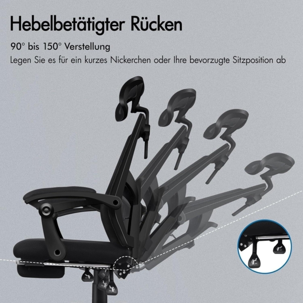 Ergonomischer Bürostuhl aus Netzgewebe 150° Neigung SGS-Gasdruckfeder Bild 7