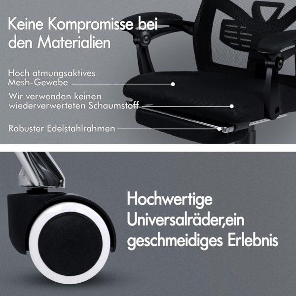 Ergonomischer Bürostuhl aus Netzgewebe 150° Neigung SGS-Gasdruckfeder Bild 6