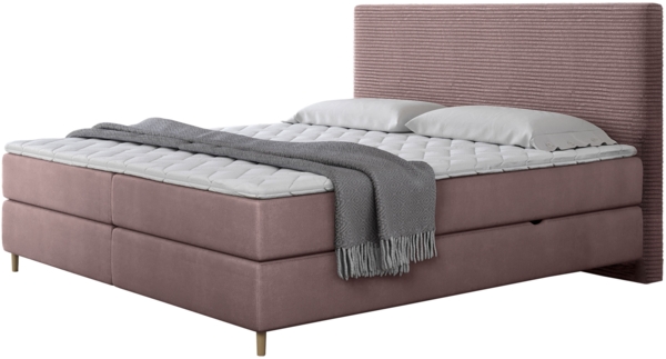 Boxspringbett Lorenka Cord, Rosa, 180x200 cm