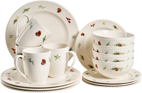 16-teiliges Tafelservice MARJORAM Porzellan Weiß