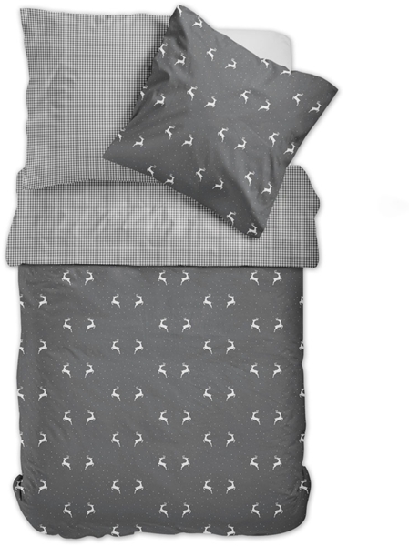 Dormabell Biber Bettwäsche 11471 Hirsch kariert grau weiß 135x200