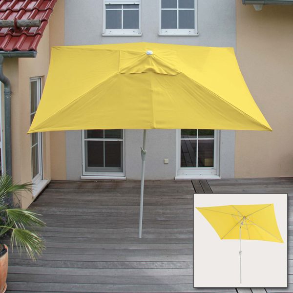 Mendler 'N23' Sonnenschirm, neigbar, UV-Schutz 50+, Alugestell / Polyester gelb, 2x3 m