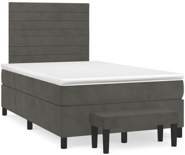 vidaXL Boxspringbett mit Matratze Dunkelgrau 120x190 cm Samt 3270476