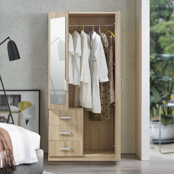 Kleiderschrank Bodolz 176x80x52 cm mit Spiegel [en. casa]