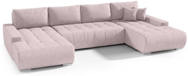 Wohnlandschaft Sofa mit Schlaffunktion VOGAR Stoff Aston Blush