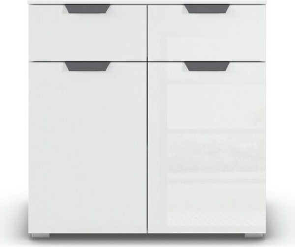 rauch Aditio Box, Kommode, 2-türig, 2 Schubladen mit Glasfront, mit Softclose-Funktion, Farbe Weiß, BxHxT 80x81x42cm Bild 2