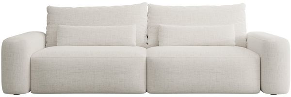 Selsey 'Carnos' - 3-Sitzer Schlafsofa, cremefarbener Chenille-Stoff, schwarze Beine