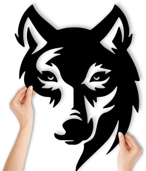 Namofactur LED Wandleuchte Wolf Wanddeko Lampe aus MDF Holz, schwarz, LED fest integriert, Warmweiß, außergewöhnliche Wandgestaltung für dein zuhause