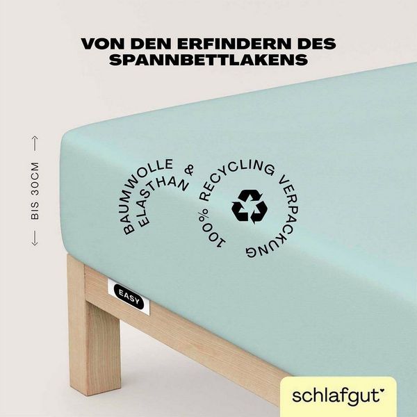 Schlafgut Spannbettlaken EASY JERSEY ELASTHAN Bettlaken, 170 g/m², 95% Baumwolle, 5% Elasthan, Jersey, Gummizug: rundum, (1 Stück), Spannbettlaken bis 30 cm Höhe, bügelfrei, pflegeleicht, perfekter Sitz