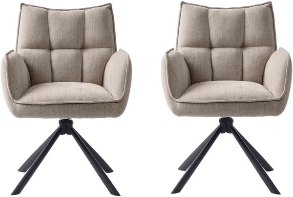 Armlehnstuhl >Marilla< (2er-Set) Federkern, Drehfunktion, leinen-beige - 59x86x65 (BxHxT)
