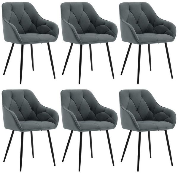 Woltu 4-Fußstuhl (Set, 6 St), Esszimmerstühle ergonomischer aus Samt