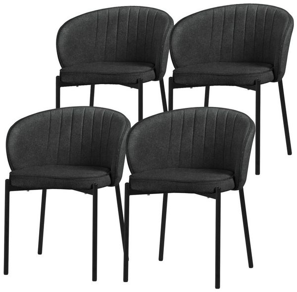 ML-DESIGN Polsterstuhl Esszimmerstühle mit Armlehne & Rückenlehne Ergonomische moderne Design (4 St), Armlehnstuhl mit Metallbeine 4er Set Anthrazit Lounge Sessel bis 120kg