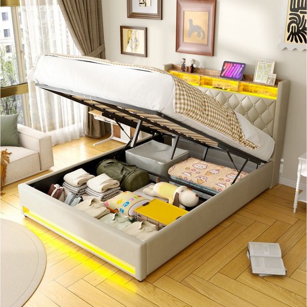 STILVORA Polsterbett 160×200 mit matratze und bettkasten,Stauraumbett Boxspringbett mit USB