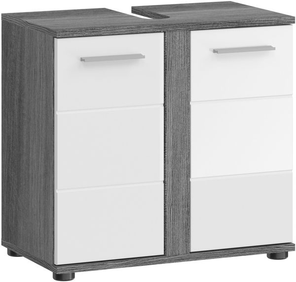 Waschbeckenunterschrank Blake - Rauchsilber / Weiß Hochglanz