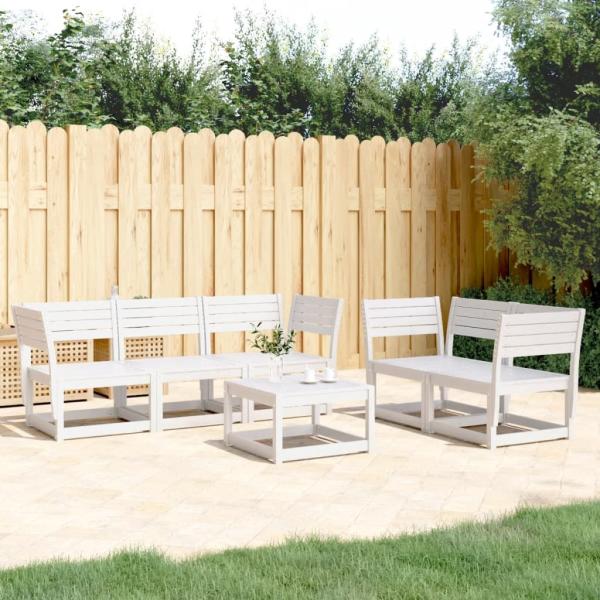 vidaXL 5-tlg. Garten-Sofagarnitur Weiß Massivholz Kiefer 3216996