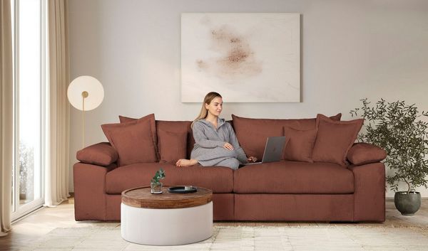 OTTO home Big-Sofa Soft&Cosy XL, B: 246 cm - OTTO. Verlässliche Qualität, Mega-Sofa, Cord oder Chenille-Struktur, mit Federkern & 4 Zierkissen